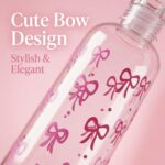 500ml Clear Acrylic Water Bottle with Pink Bow Design – Leak Resistant Push Lid – Lightweight Reusable Drink Bottle for Daily Use - Image 3