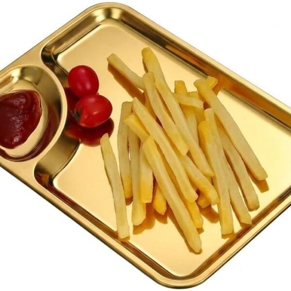 Luxury Serving Set - Quality gold finish stainless steel divided service tray for catering (GOId)