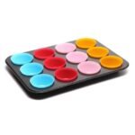 ⁦WIBIMEN Muffin Pan with 12 Silicone Cupcake Baking Cups - Non-stick Regular Size Cupcake Pan - Reusable Muffin Tin Baking Pans Set for Making Muffin Cakes, Tart, Bread(1PCS: 12-Cup Regular)⁩ - الصورة ⁦2⁩