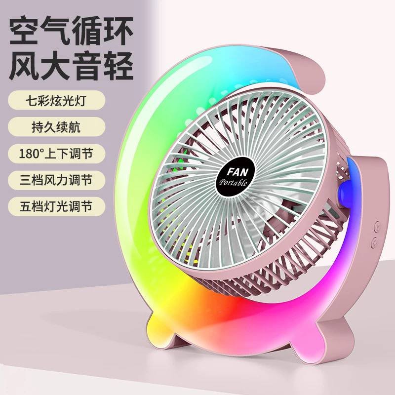 5843650349259408059 Osuke 5 inch Personal Desk Fan with LED Light,3 Speeds Portable Table Fan 180° Tilt,USB Rechargeable Battery Powered Fan,Quiet Cooling Fan for Bedroom Office Outdoor Camping Fan - الصورة 1
