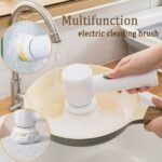 Zoptix 5-in-1 Multifunctional Electric Cleaning Brush, Magic Power Rotating Home Cleaning Tools with Polishing Angle for Bathroom, Shower, Bathtub, and Kitchen Floor