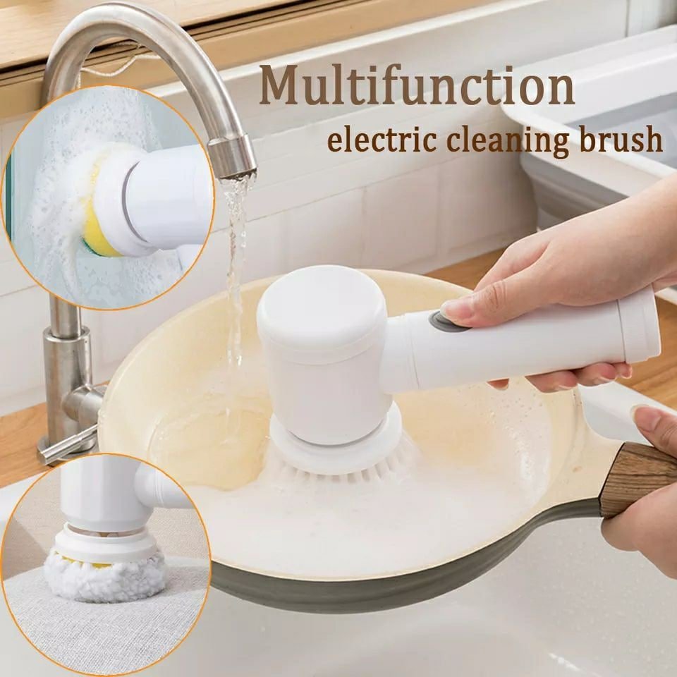 5857333591078451853 Zoptix 5-in-1 Multifunctional Electric Cleaning Brush, Magic Power Rotating Home Cleaning Tools with Polishing Angle for Bathroom, Shower, Bathtub, and Kitchen Floor - Image 1
