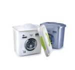 Plastic laundry detergent storage box, 7-liter capacity, airtight lid, rectangular shape, dimensions 25×18×24 cm