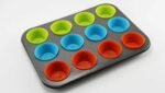 WIBIMEN Muffin Pan with 12 Silicone Cupcake Baking Cups - Non-stick Regular Size Cupcake Pan - Reusable Muffin Tin Baking Pans Set for Making Muffin Cakes, Tart, Bread(1PCS: 12-Cup Regular)