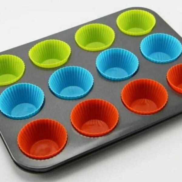 WIBIMEN Muffin Pan with 12 Silicone Cupcake Baking Cups - Non-stick Regular Size Cupcake Pan - Reusable Muffin Tin Baking Pans Set for Making Muffin Cakes, Tart, Bread(1PCS: 12-Cup Regular)