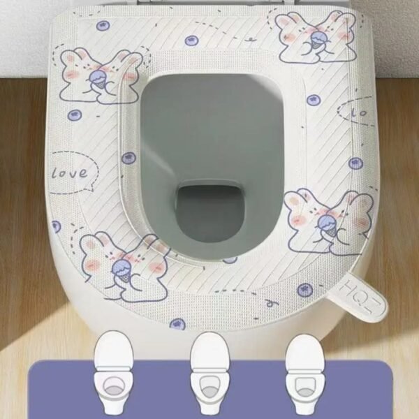 Toilet cover-waterproof toilet seat cover with warm lining, seat cover, washable and reusable, match the toilet, random color, one size