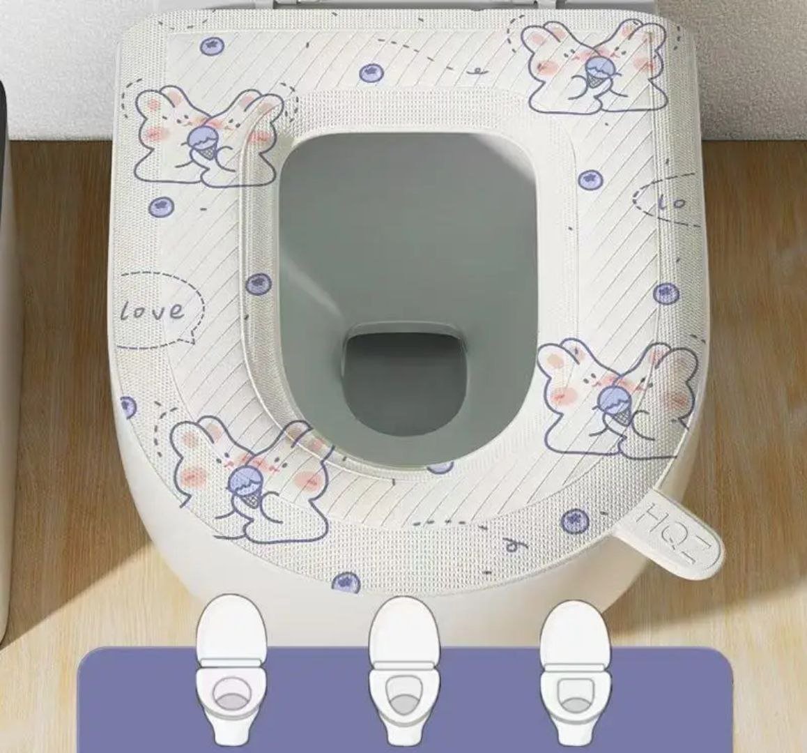 6016813066878043961 Toilet cover-waterproof toilet seat cover with warm lining, seat cover, washable and reusable, match the toilet, random color, one size - Image 1