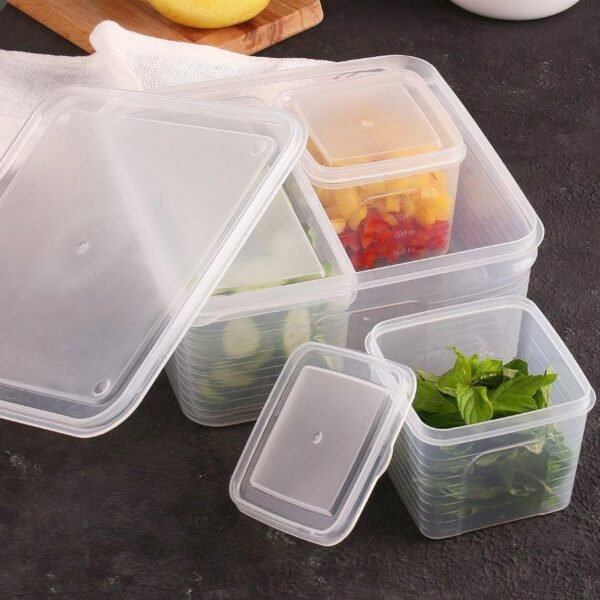 Generic Plastic Food Storage Container Set, 4-in-1, Clear, with Lids, for Refrigerator and Pantry Use