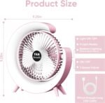 ⁦Osuke 5 inch Personal Desk Fan with LED Light,3 Speeds Portable Table Fan 180° Tilt,USB Rechargeable Battery Powered Fan,Quiet Cooling Fan for Bedroom Office Outdoor Camping Fan⁩ - الصورة ⁦3⁩