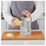 VA Stainless Steel Four Sided Box Grater with Handle, Kitchen Grater and Slicer for Cheese, Vegetables, Fruits and Carrots, Dishwasher Safe Manual Grating Tool