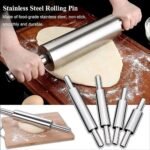 ⁦Classic Stainless Steel Rolling Pin, Smooth Non Stick, Professional Dough Roller, Suitable for Baking, Pastry, Cookies, Pizza Dough, Pasta⁩ - الصورة ⁦2⁩