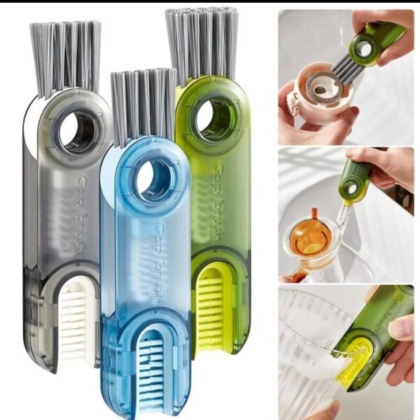 3 in 1 Multifunctional Cleaning Brush, Small Cup Lid Detail Brush, U Shape Silicone Straw Brush, Straw Cleaning Brush Set for Water Bottle Glass Cup (1)